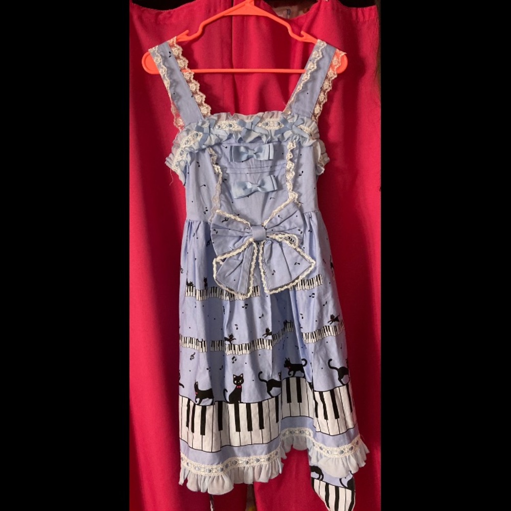 Pastel Blue Bodyline Lolita Cat Print Dress JSK